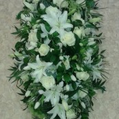 White Lily and Cream Rose Coffin Spray